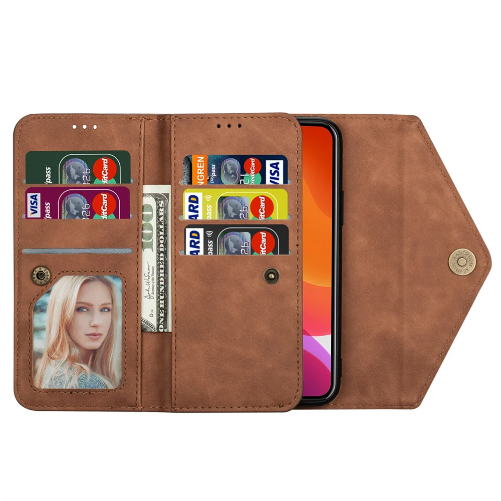 N.BEKUS For iPhone 17 Pro Max Cases Skin-Touch Leather Wallet Phone Cover with Straps - Brown - Image 2