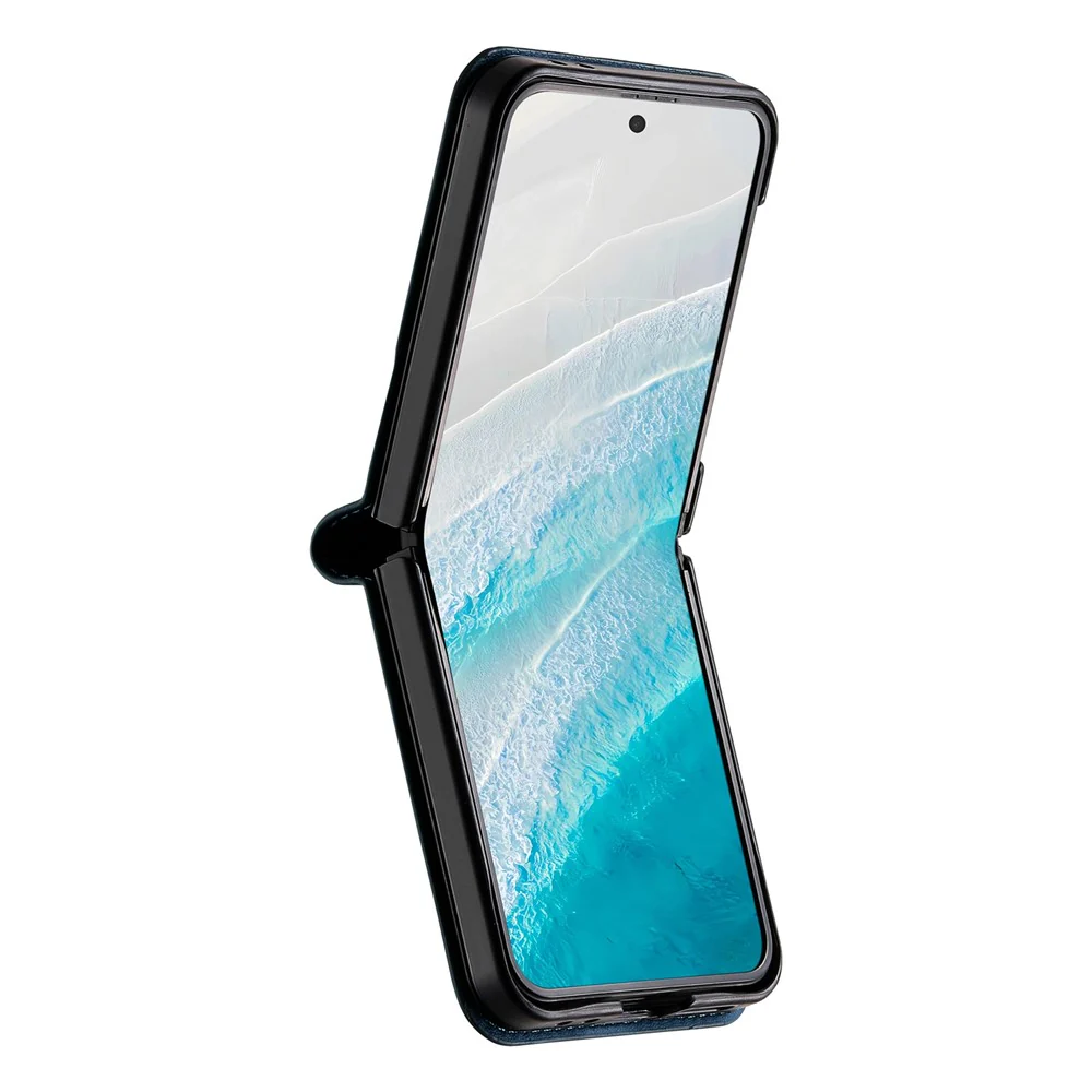 N.BEKUS For Samsung Galaxy Z Flip7 5G Case Card Slot PU + PC Phone Back Cover - Blue - Image 6