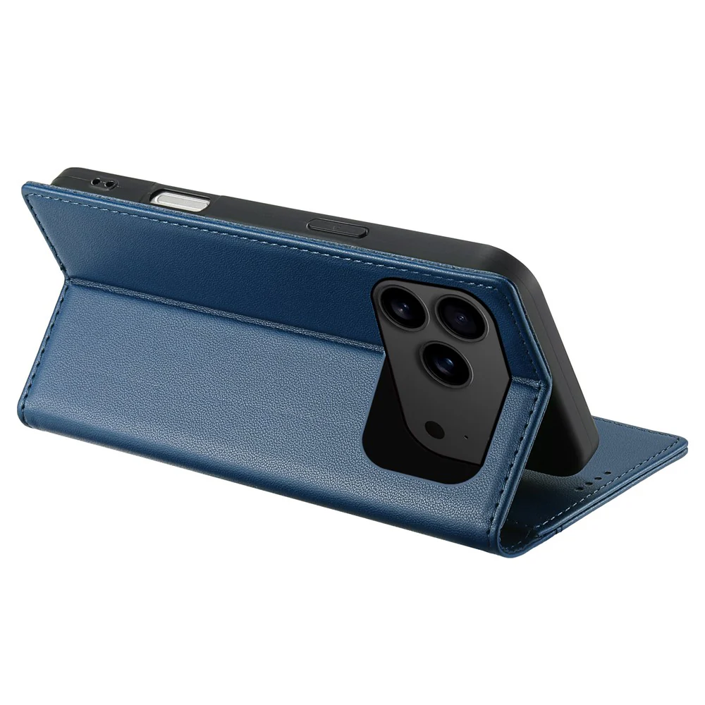 N.BEKUS P3 For iPhone 17 Pro Max Case RFID Blocking Wallet Stand PU Leather Flip Phone Cover - Blue - Image 3
