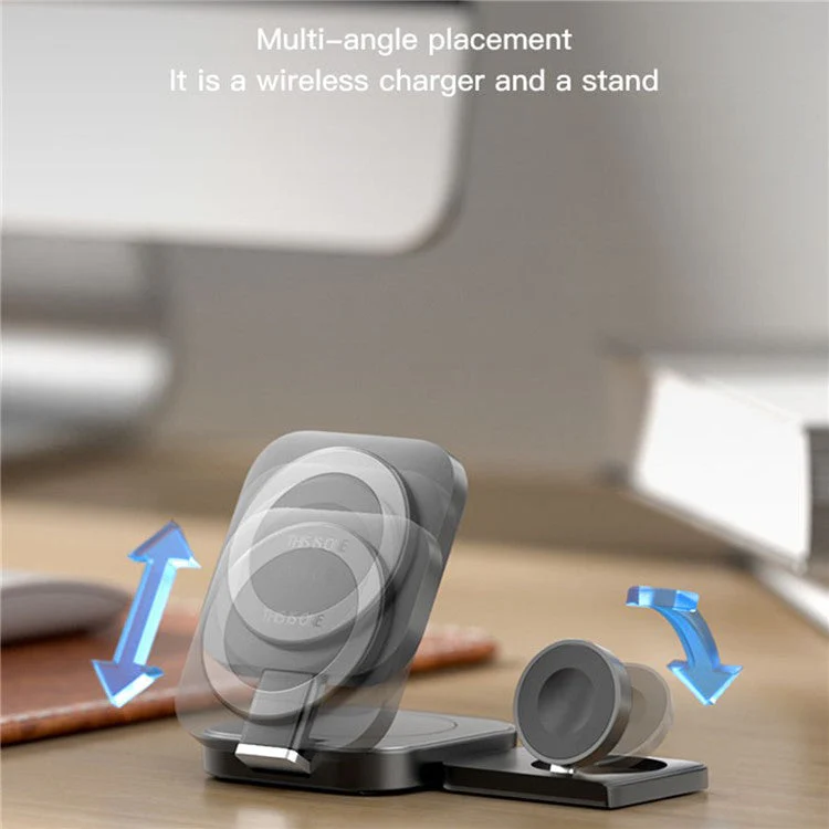 N3 3-in-1 Foldable Desktop Charging Stand Watch Earphone Phone Magnetic Wireless Charger - Image 2