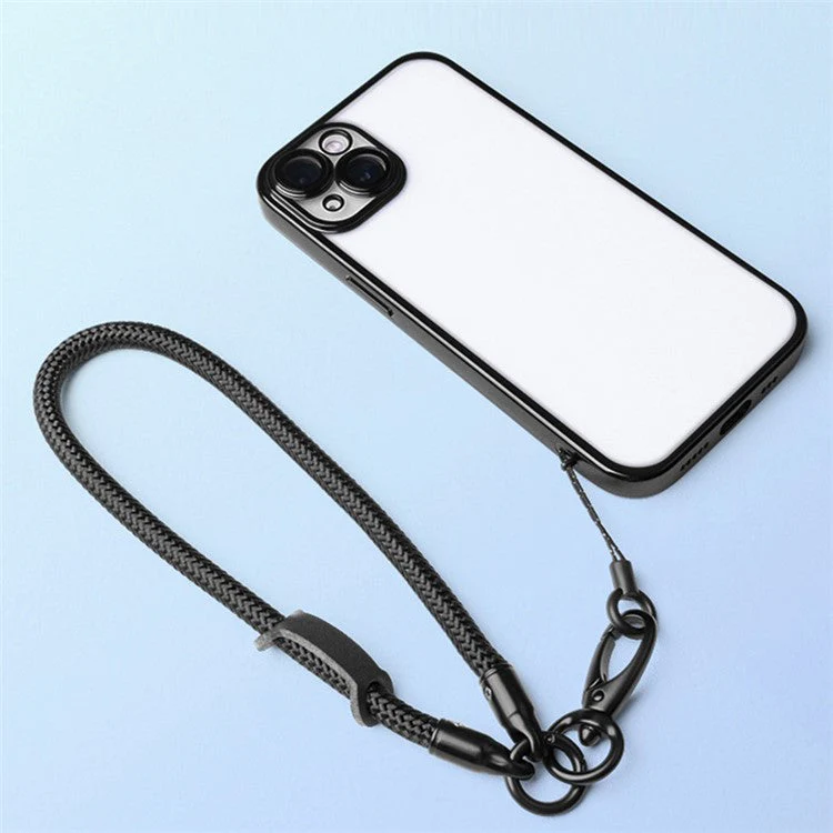 Neck-Mounted Phone Lanyard 3Pcs / Set Anti-Lost Cell Phone Nylon Hanging Rope with Strap, Plastic Tether Tab - Black - Image 6
