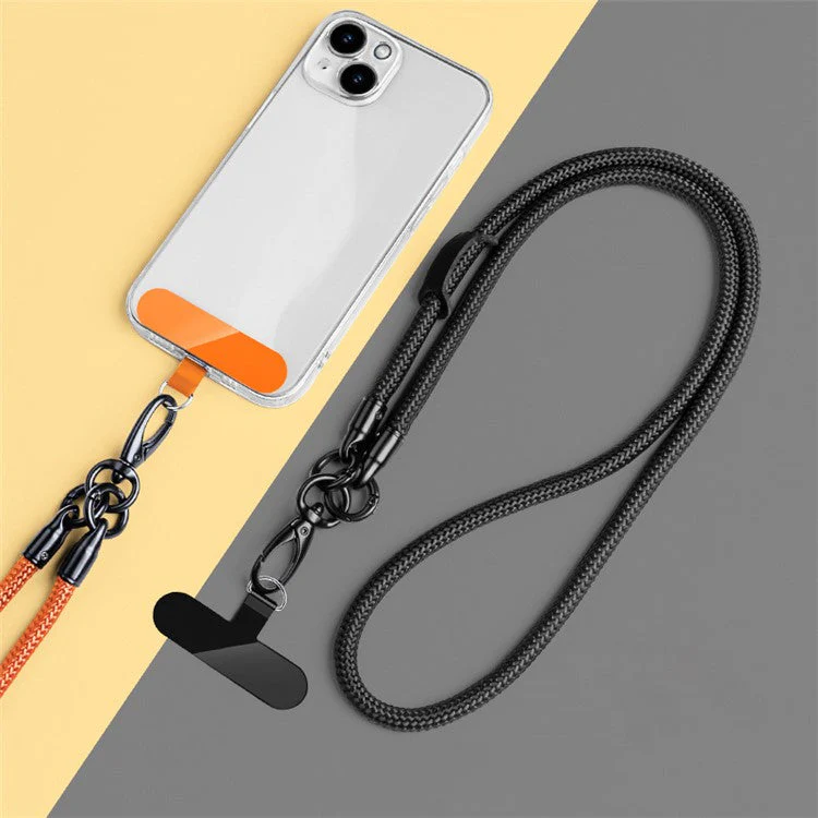 Neck-Mounted Phone Lanyard 3Pcs / Set Anti-Lost Cell Phone Nylon Hanging Rope with Strap, Plastic Tether Tab - Black - Image 8