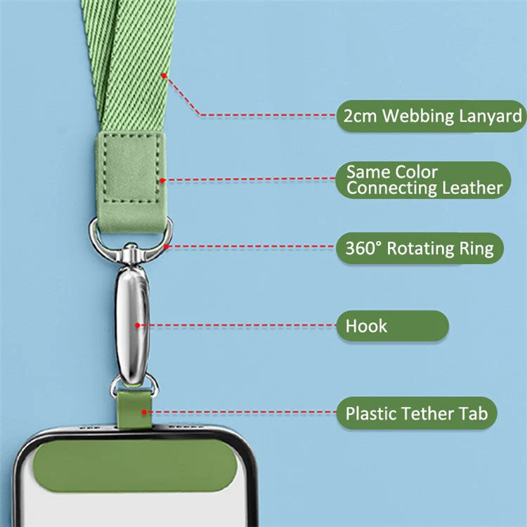 Neck-Mounted Phone Lanyard Anti-Lost Cell Phone Polyester Strap with Metal Buckle, PC Tether Tab - Orange - Image 7