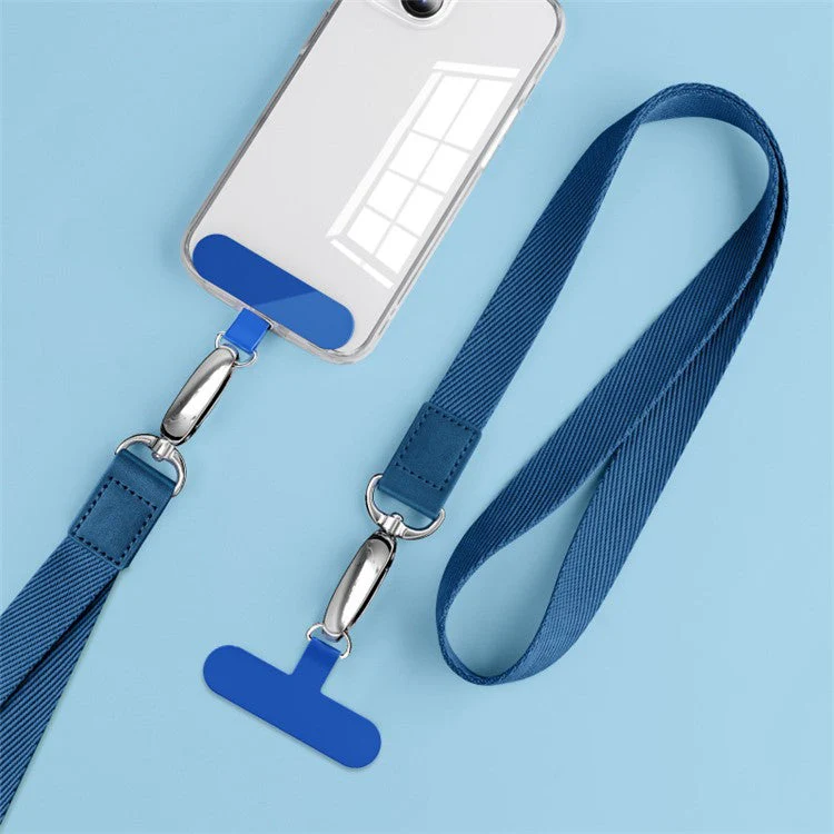 Neck-Mounted Phone Lanyard Anti-Lost Cell Phone Polyester Strap with Metal Buckle, PC Tether Tab - Sapphire - Image 2