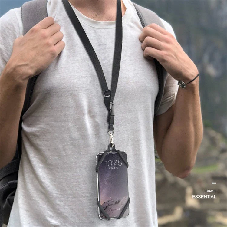 Neck Strap Silicone Phone Holder Cord Compatible with 4.0-6.2 inch Smartphones - Space Grey - Image 7