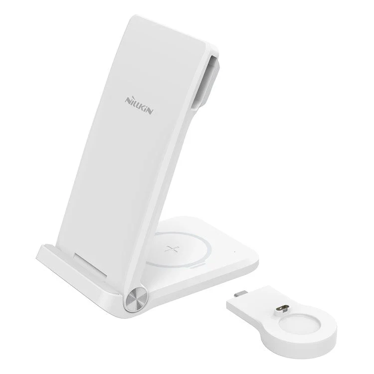 NILLKIN 3-in-1 Wireless Charger Folding Charging Stand with Garmin Watch Charger Universal Cordless Portable Charging Station (EU Plug)