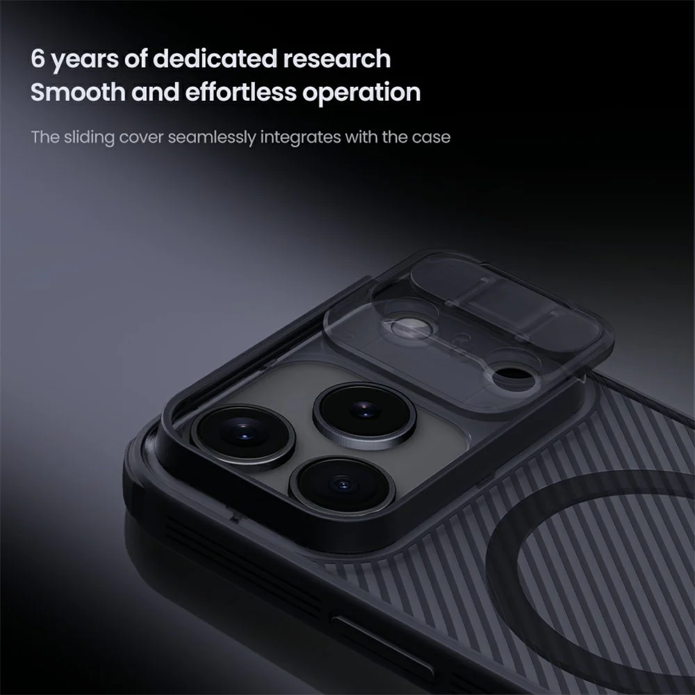 NILLKIN Camshield Pro Magnetic Series For iPhone 17 Pro Max Case TPU + PC Clear Black Phone Cover with Camera Slider - Image 8