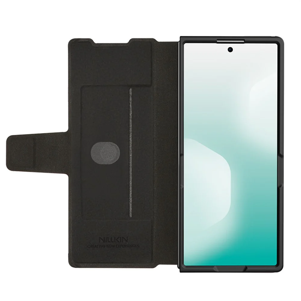 NILLKIN For Samsung Galaxy Z Fold7 5G Case PU + PC Stand Design Phone Cover with Card Slot - Brown - Image 2