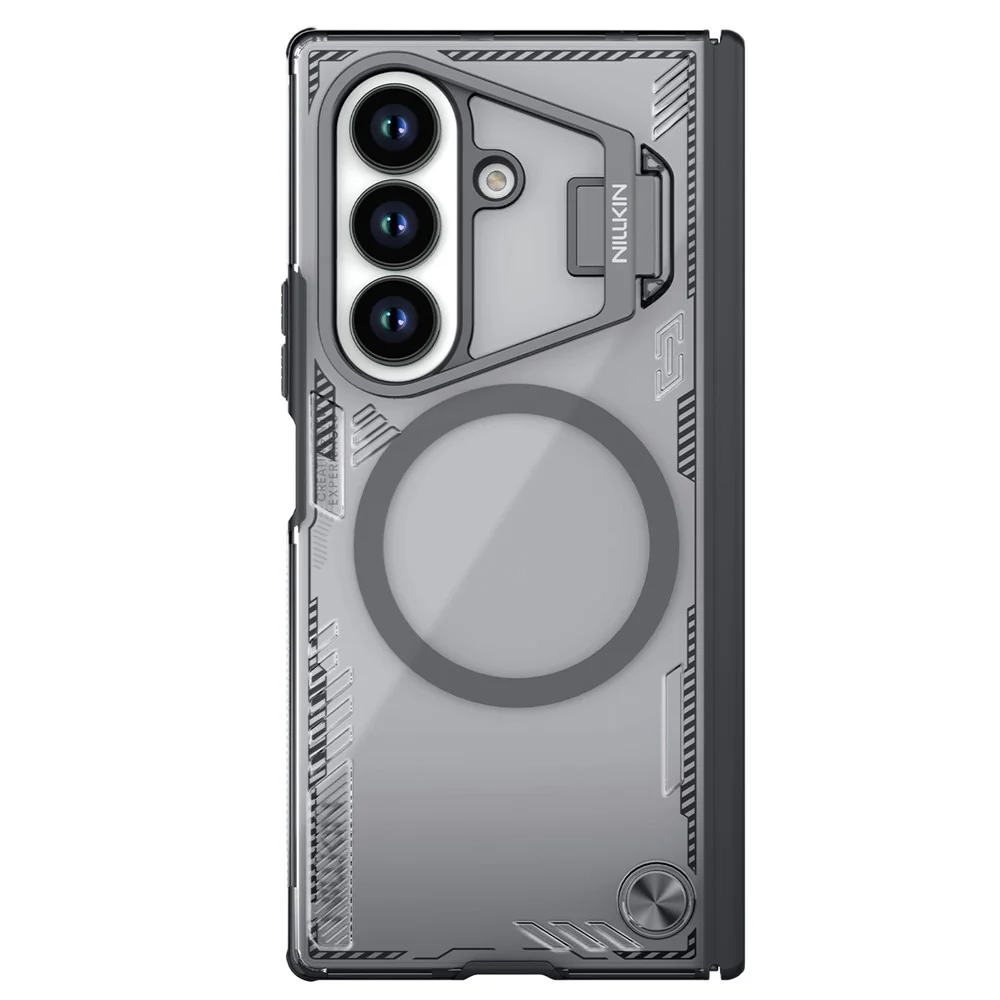 NILLKIN Iceblade CamProp For Samsung Galaxy Z Fold7 5G Case Compatible with MagSafe Lens Frame Kickstand PC + TPU Phone Cover - Black - Image 3
