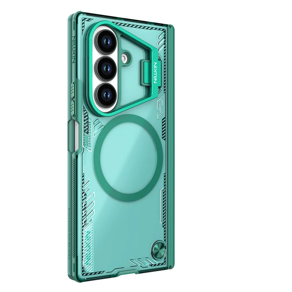 NILLKIN Iceblade CamProp For Samsung Galaxy Z Fold7 5G Case Compatible with MagSafe Lens Frame Kickstand PC + TPU Phone Cover - Green - Image 5