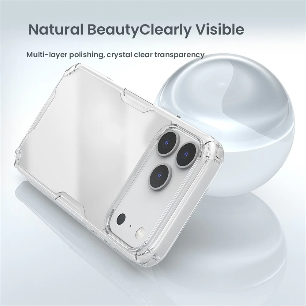 NILLKIN Nature Pro Series For iPhone 17 Pro Max Case PC + TPU Anti-Scratch Clear Back Cover - Grey - Image 6
