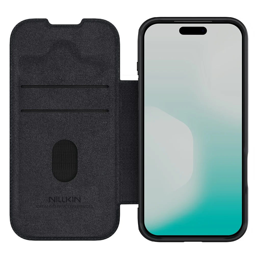 NILLKIN Qin Pro Series for iPhone 17 Pro Max Case with Card Slots Leather Phone Cover - Black - Image 2