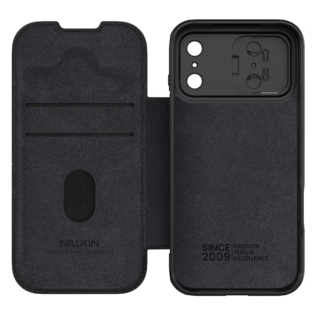 NILLKIN Qin Pro Series for iPhone 17 Pro Max Case with Card Slots Leather Phone Cover - Black - Image 3
