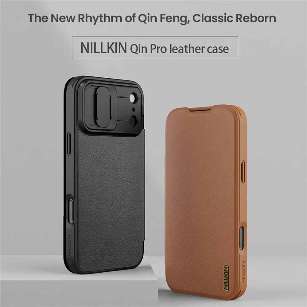 NILLKIN Qin Pro Series for iPhone 17 Pro Max Case with Card Slots Leather Phone Cover - Black - Image 4