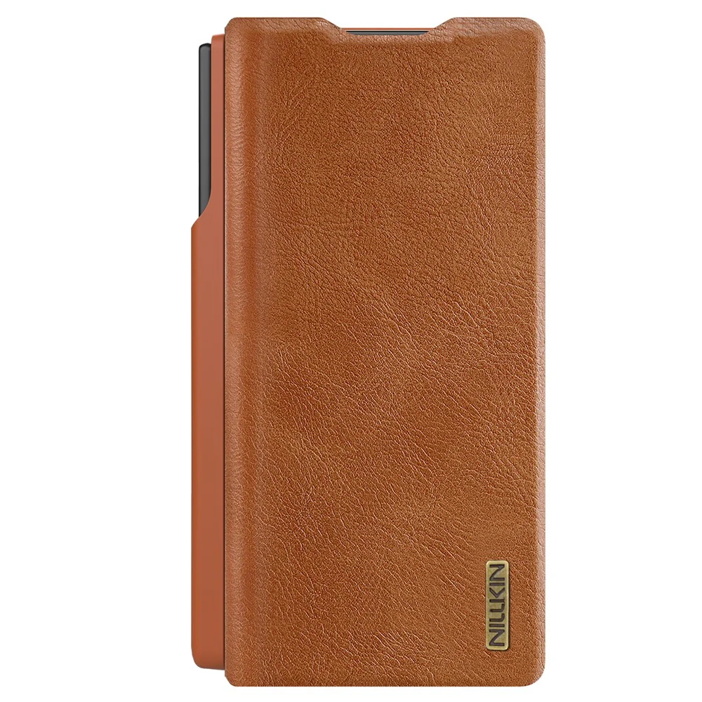 NILLKIN Qin Pro Series for Samsung Galaxy Z Fold7 5G Case with Card Slots Leather Phone Cover with Stylus - Brown - Image 4