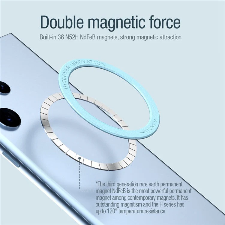 NILLKIN SnapLink Air 2Pcs Mobile Phone Magnetic Sticker Charging Adsorption Ring Compatible with Magsafe Wireless Charger - Mint Green - Image 3