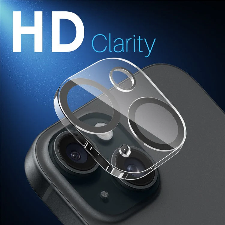NORTHJO 2Pcs For iPhone 15 / 15 Plus Camera Lens Protector Black Circles HD Clear Tempered Glass Lens Film 3D Full Coverage - Image 3