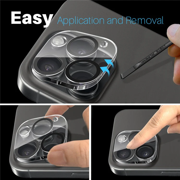 NORTHJO 2Pcs For iPhone 15 Pro / 15 Pro Max Clear Camera Lens Protector Black Circles 3D Tempered Glass Lens Film - Image 6