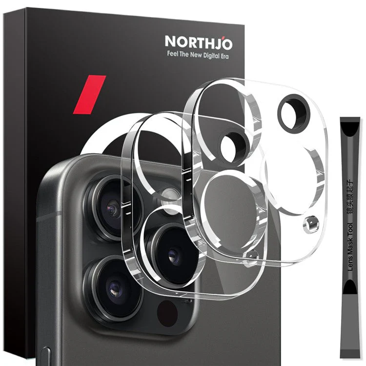 NORTHJO 2Pcs For iPhone 16 Pro / 16 Pro Max Camera Lens Protector Clear 3D Integrated Clear Tempered Glass Lens Film