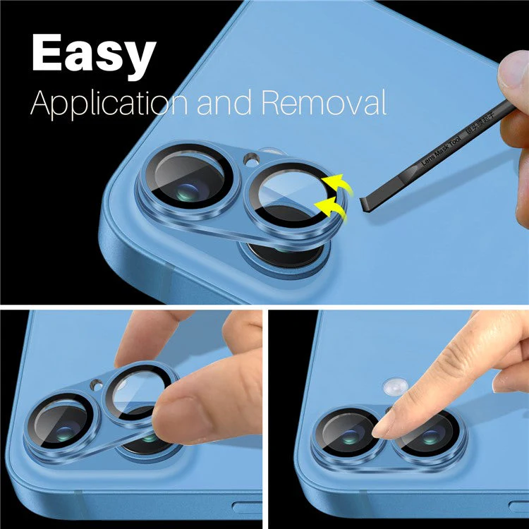 NORTHJO For iPhone 16 / 16 Plus Matte Camera Lens Protector Integrated Metal + Tempered Glass Lens Film - Blue - Image 4