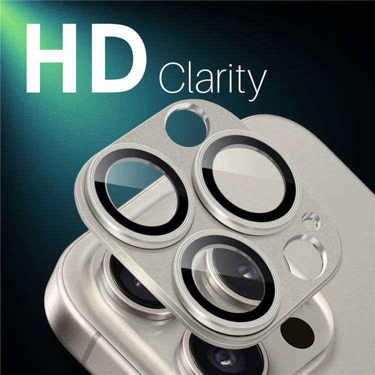NORTHJO For iPhone 16 Pro / 16 Pro Max Camera Lens Protector Integrated Matte Metal + Tempered Glass Lens Film - Natural - Image 3