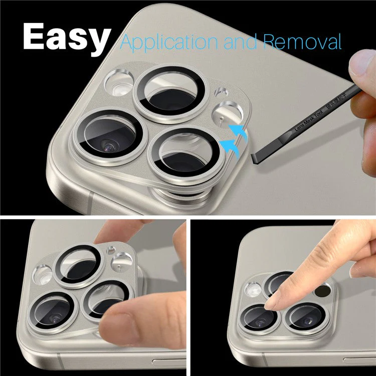 NORTHJO For iPhone 16 Pro / 16 Pro Max Camera Lens Protector Integrated Matte Metal + Tempered Glass Lens Film - Natural - Image 4