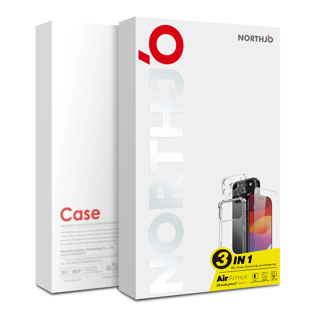 NORTHJO For iPhone 17 Pro Max Case Shockproof TPU Clear Phone Cover with Tempered Glass and Camera Lens Film - Image 5