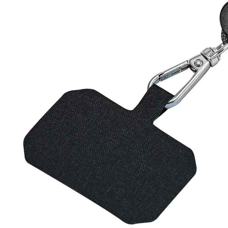 Nylon Phone Lanyard Adjustable Phone Neck Shoulder Strap with Tether Tab - Black / Green - Image 2