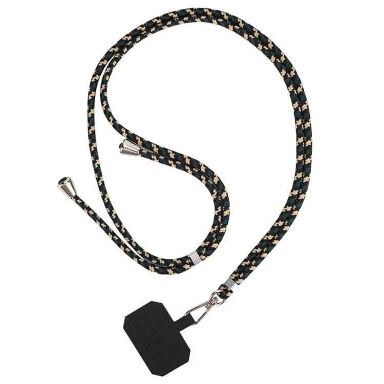 Nylon Phone Lanyard Adjustable Phone Neck Shoulder Strap with Tether Tab - Green / Beige