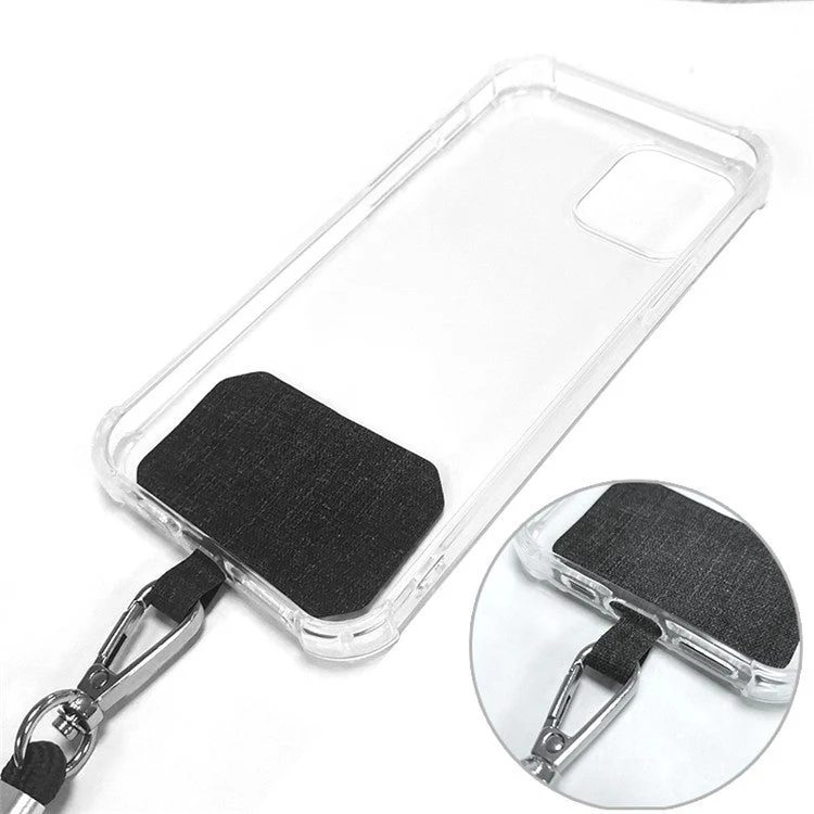 Nylon Phone Lanyard Adjustable Phone Neck Shoulder Strap with Tether Tab - Yellow / Grey - Image 3