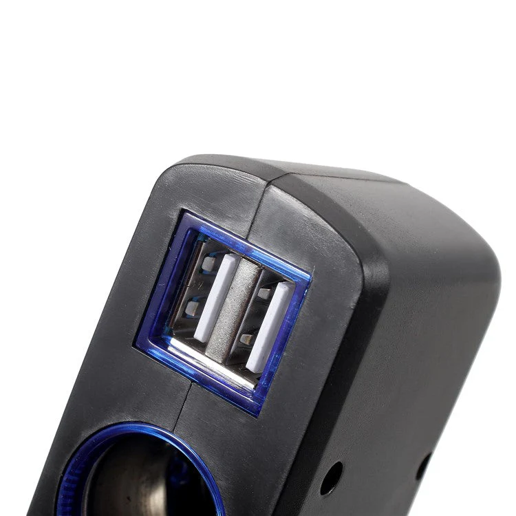 OLESSON 1638 120W 1 to 2 Cigarette Lighter Sockets Splitter and Dual USB Car Charger - Black - Image 6