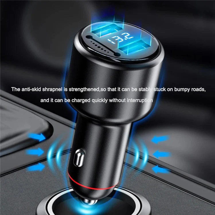 P6J 12V-24V Car Dual 100W USB Fast Phone Charger with iP+Micro+USB-C Cable - Image 2
