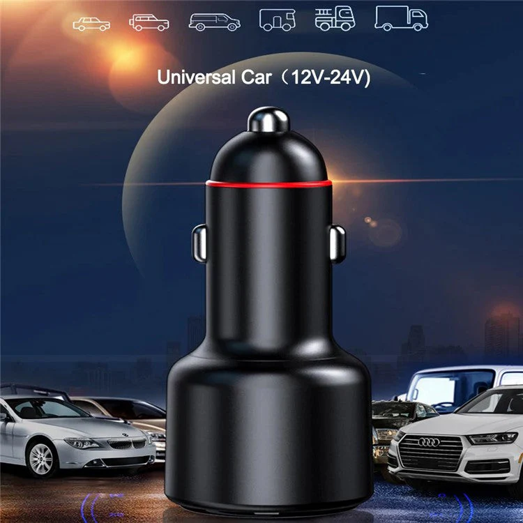 P6J 12V-24V Car Dual 100W USB Fast Phone Charger with iP+Micro+USB-C Cable - Image 6