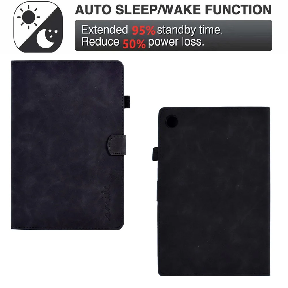 Pattern Imprinted Shockproof Case for Lenovo Tab M10 (Gen 3) TB-328FU / TB-328XU Anti-Fall Solid Color Leather Tablet Case Protective Folio Flip Cover with Card Slots Support Auto Wake / Sleep - Black - Image 5