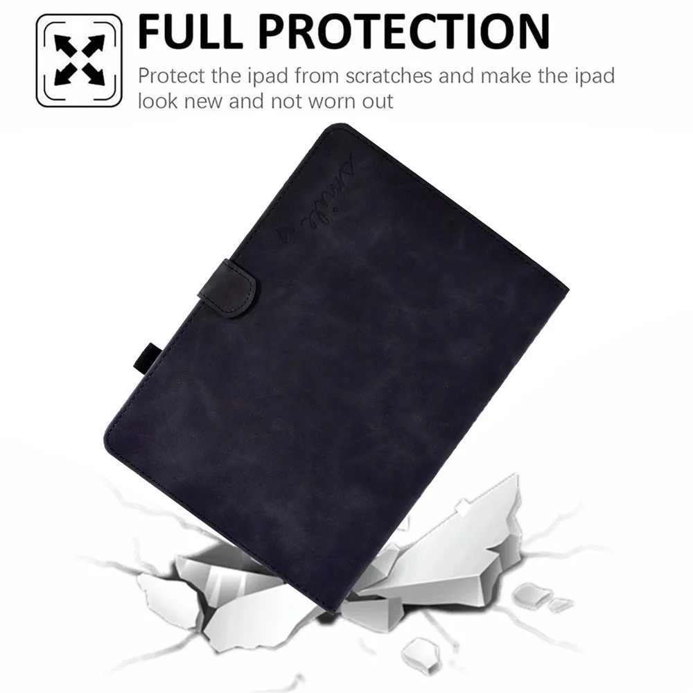 Pattern Imprinted Shockproof Case for Lenovo Tab M10 (Gen 3) TB-328FU / TB-328XU Anti-Fall Solid Color Leather Tablet Case Protective Folio Flip Cover with Card Slots Support Auto Wake / Sleep - Black - Image 8