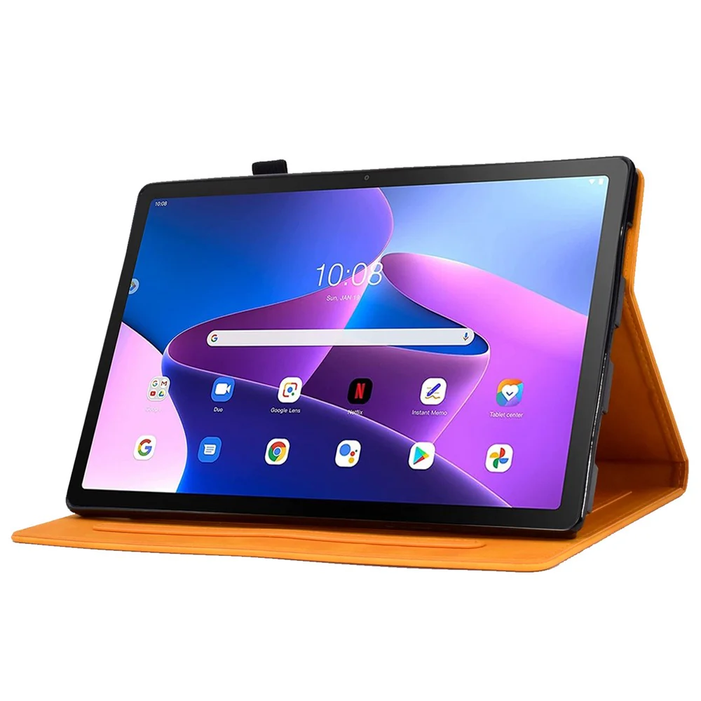 Pattern Imprinted Shockproof Case for Lenovo Tab M10 (Gen 3) TB-328FU / TB-328XU Anti-Fall Solid Color Leather Tablet Case Protective Folio Flip Cover with Card Slots Support Auto Wake / Sleep - Khaki - Image 3