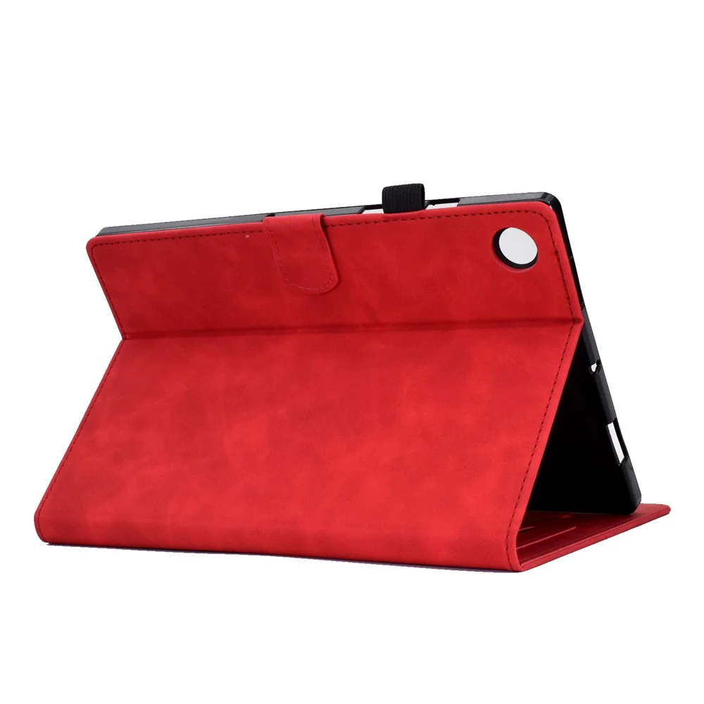 Pattern Imprinted Shockproof Case for Lenovo Tab M10 (Gen 3) TB-328FU / TB-328XU Anti-Fall Solid Color Leather Tablet Case Protective Folio Flip Cover with Card Slots Support Auto Wake / Sleep - Red - Image 4