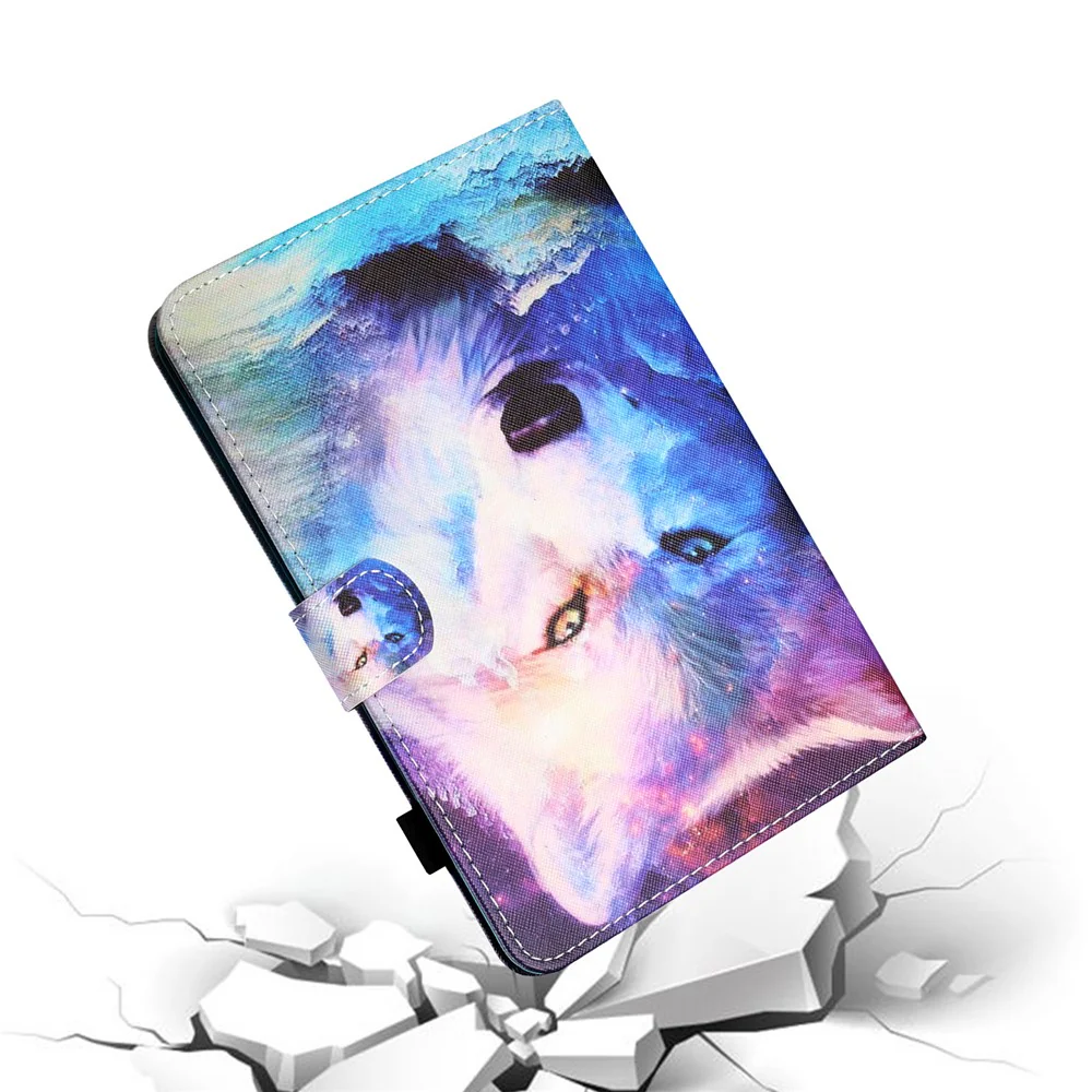 Pattern Printing Card Holder Leather Tablet Casing for Lenovo Tab M10 Plus X606F - Wolf - Image 6