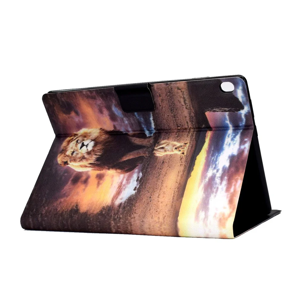 Pattern Printing Design Leather Full Protection Shock-Proof Tablet Case for Lenovo Tab M10 TB-X605F - Lion - Image 7