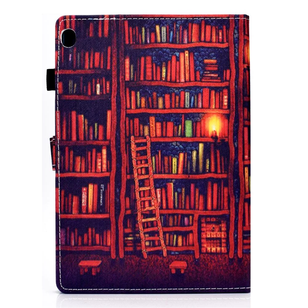 Pattern Printing Leather Card Holder Tablet Case for Lenovo Tab M10 TB-X605F - Bookshelf - Image 3