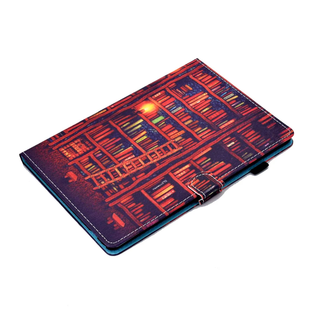 Pattern Printing Leather Card Holder Tablet Case for Lenovo Tab M10 TB-X605F - Bookshelf - Image 5