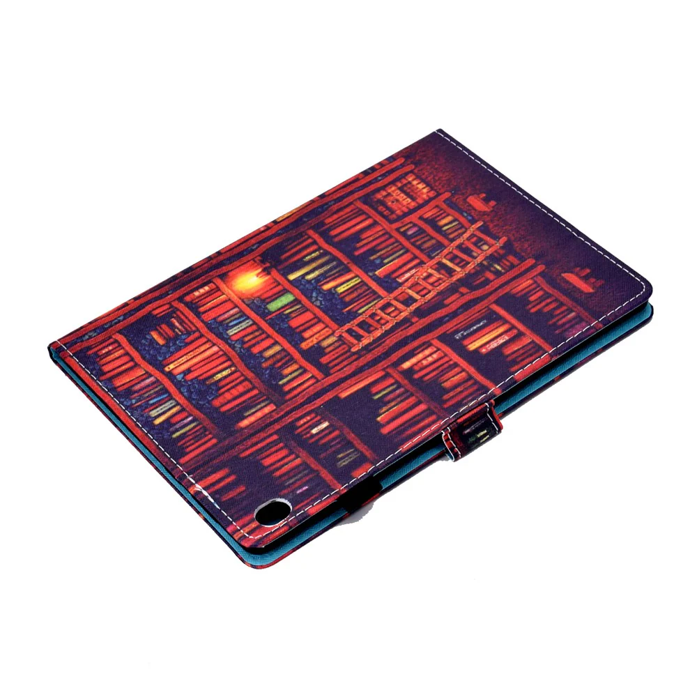 Pattern Printing Leather Card Holder Tablet Case for Lenovo Tab M10 TB-X605F - Bookshelf - Image 6
