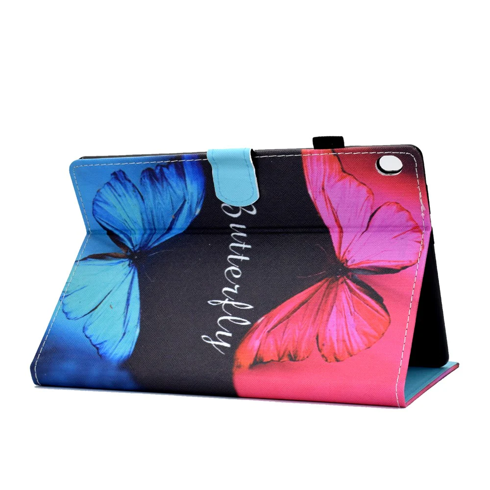 Pattern Printing Leather Card Holder Tablet Case for Lenovo Tab M10 TB-X605F - Butterfly - Image 4