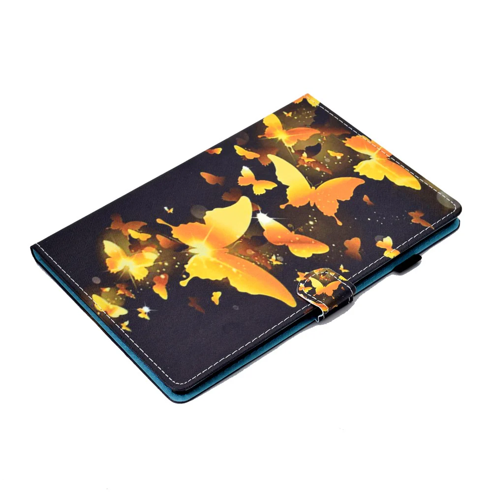 Pattern Printing Leather Card Holder Tablet Case for Lenovo Tab M10 TB-X605F - Gold Butterflies - Image 5