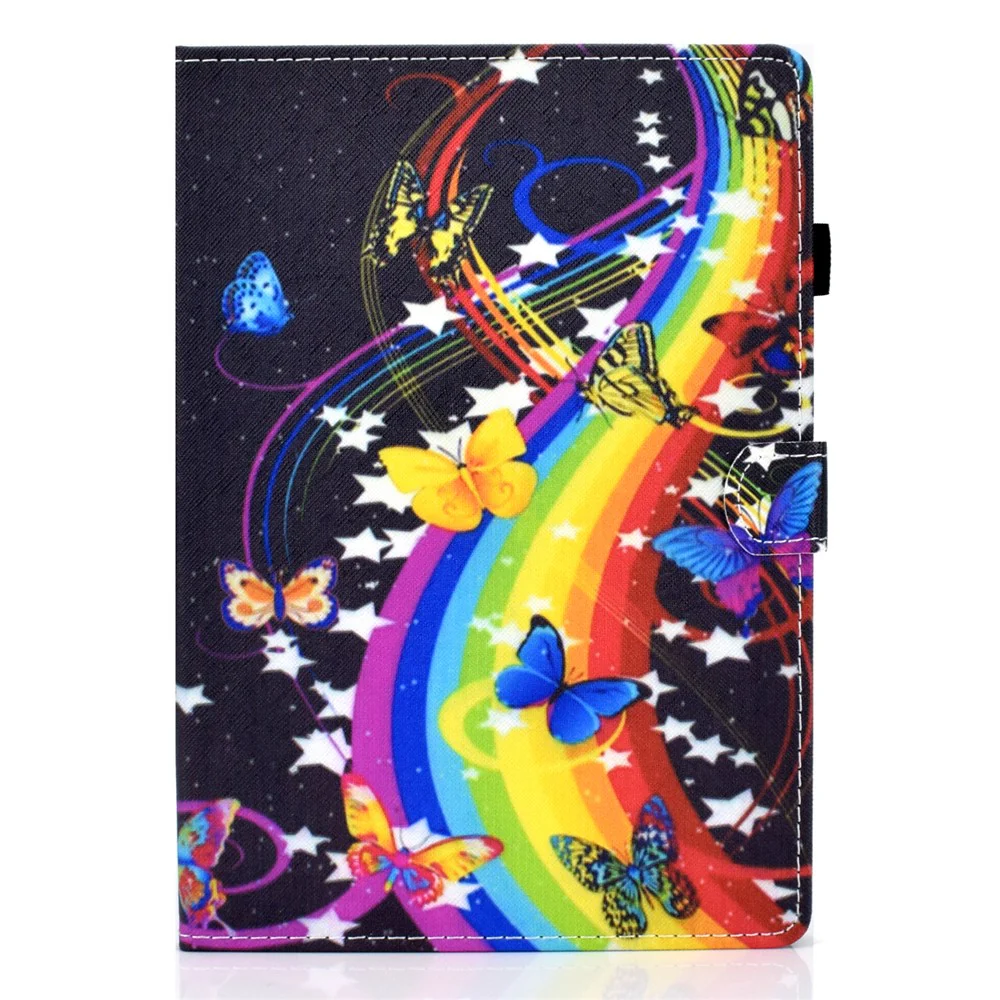 Pattern Printing Leather Card Holder Tablet Case for Lenovo Tab M10 TB-X605F - Rainbow and Butterfly - Image 2
