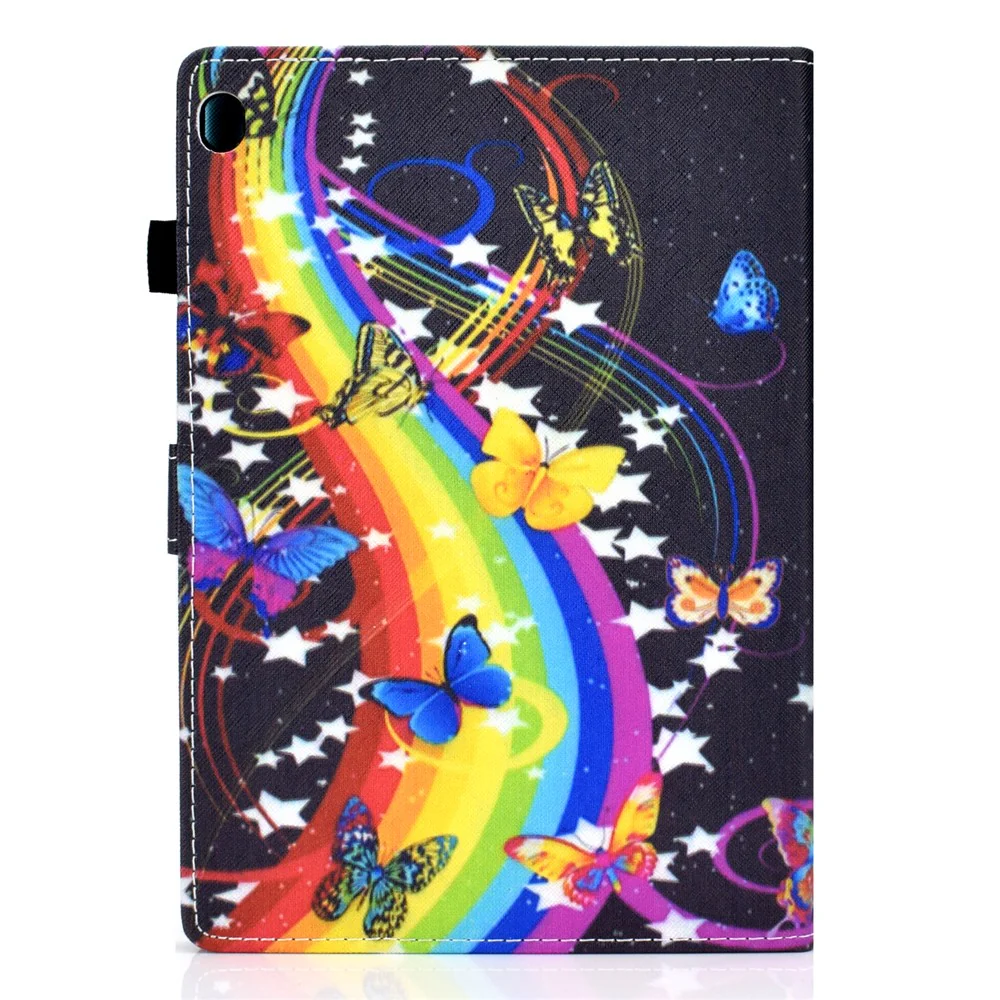 Pattern Printing Leather Card Holder Tablet Case for Lenovo Tab M10 TB-X605F - Rainbow and Butterfly - Image 3