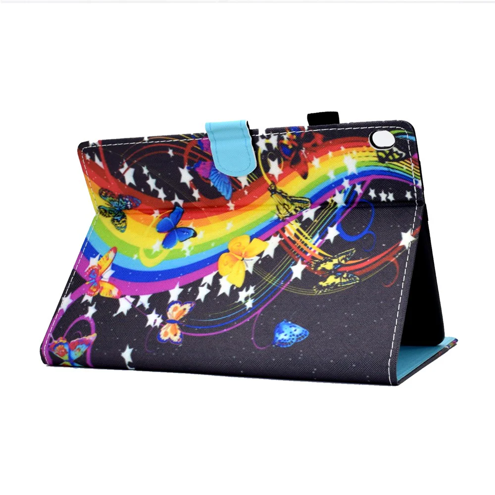 Pattern Printing Leather Card Holder Tablet Case for Lenovo Tab M10 TB-X605F - Rainbow and Butterfly - Image 4