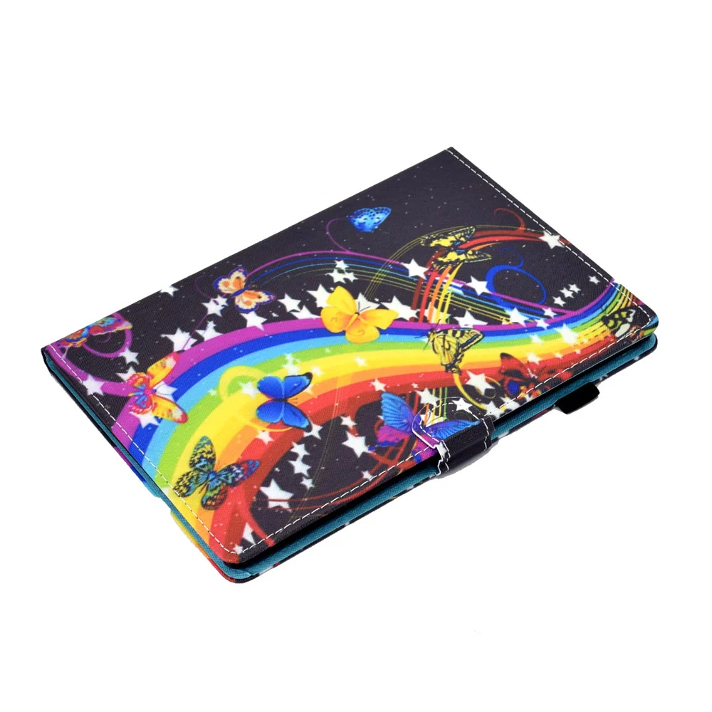 Pattern Printing Leather Card Holder Tablet Case for Lenovo Tab M10 TB-X605F - Rainbow and Butterfly - Image 5