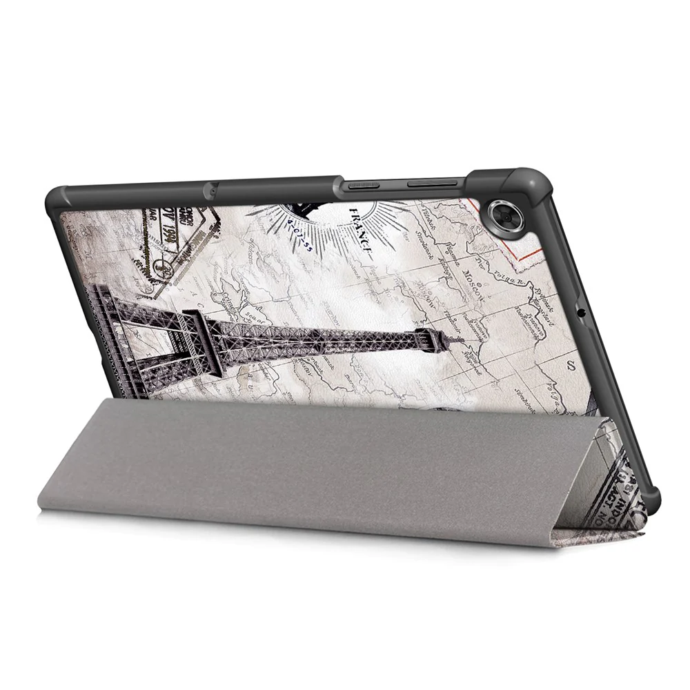 Pattern Printing Leather Smart Case Dual-Angle Tri-fold Stand Auto-Wake/Sleep Tablet Cover for Lenovo Smart Tab M10 FHD Plus/Tab M10 Plus TB-X606F - Eiffel Tower - Image 8