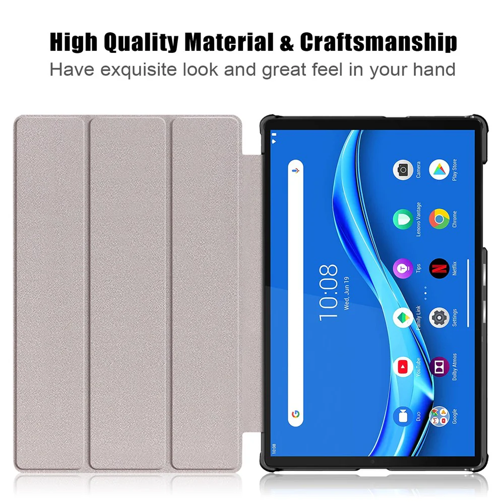 Pattern Printing Leather Smart Case Dual-Angle Tri-fold Stand Auto-Wake/Sleep Tablet Cover for Lenovo Smart Tab M10 FHD Plus/Tab M10 Plus TB-X606F - Tree and Reflection - Image 6